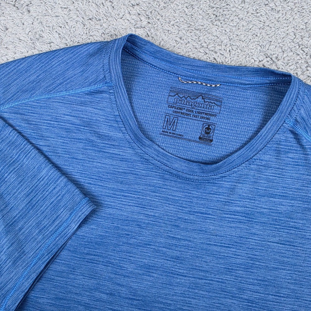 Patagonia Capilene Cool Lightweight Shirt Mens M Blue Heathered Performance Tee